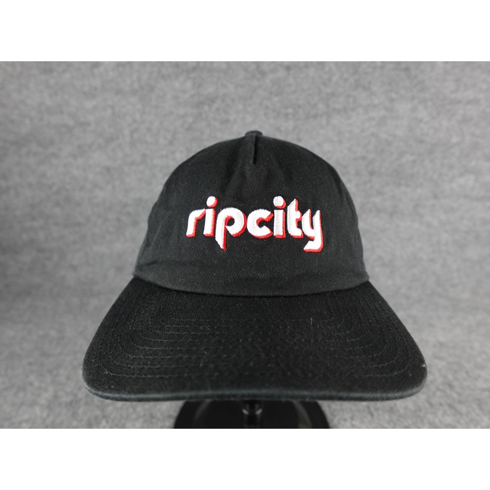 Poler Ripcity Snapback Hat Black‎ Embroidered Logo Adjustable Flat Brim